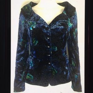 Adrianna Papell Formal Floral Beaded Button Blazer